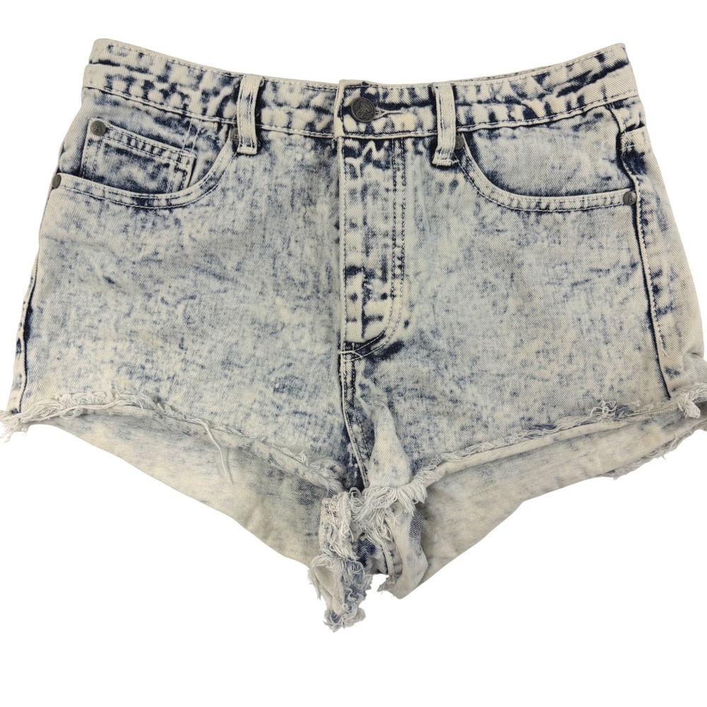 Angel Premium Acid Wash Denim Shorts Medium Y2K Festival Coachella
